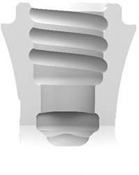 Systembild ZERAMEX® P6 Implantat in der Schnittansicht weiss aus Keramik