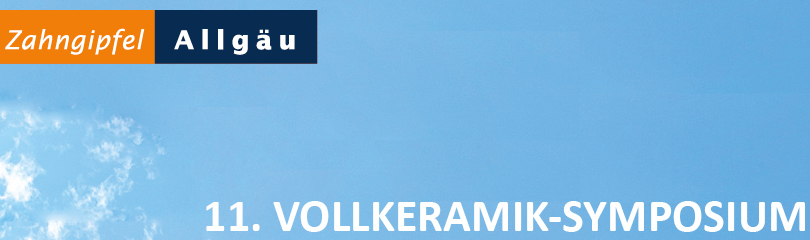 Logo und Titel des Kongress 11. Zahngipfel Allgäu in Kempten Deutschland vor Hintergrund blauer Himmel