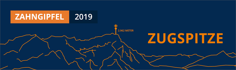 Logo und Grafik des Zahngipfels 2019 auf der Zugspitze - Silhouette des Berges