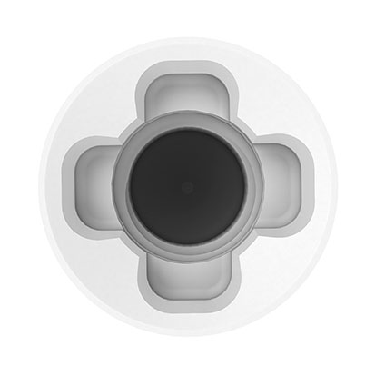 zeramex_implantatsystem_xt_verbindung_implantat_oben_413x413px Systembild ZERAMEX® XT Implantat von oben in weiss