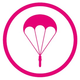 Symbol Fallschirm für Minimieren der Risikofaktoren Keramikimplantate von ZERAMEX®